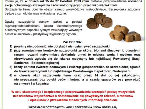 KOMUNIKAT MAŁOPOLSKIEGO WOJEWÓDZKIEGO LEKARZA WETERYNARII