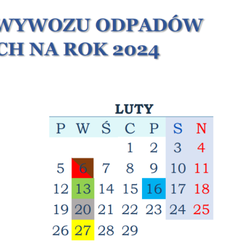 Harmonogram wywozu odpadów komunalnych na terenie Gminy Czorsztyn