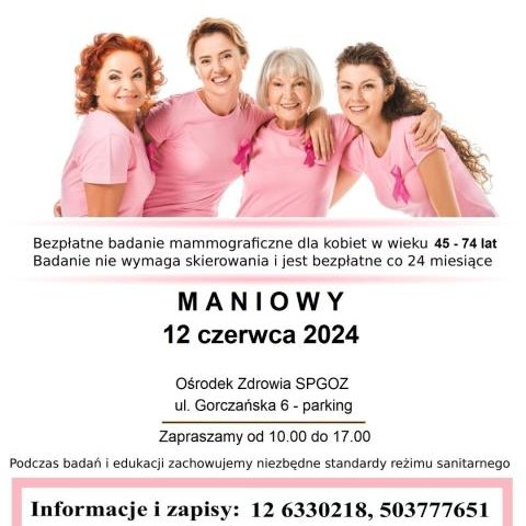 Bezpłatne badania mammograficzne dla kobiet