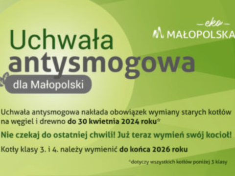 Informacja dotycząca Uchwały antysmogowej obowiązującej na terenie województwa małopolskiego