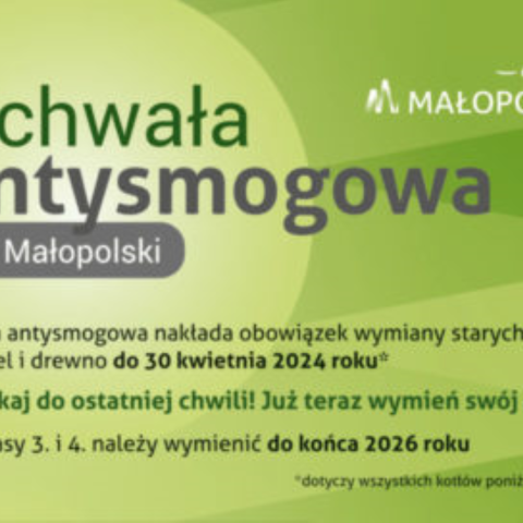 Informacja dotycząca Uchwały antysmogowej obowiązującej na terenie województwa małopolskiego