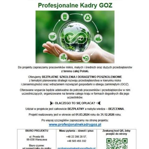 Projekt „Profesjonalne kadry GOZ” – bezpłatne szkolenia i doradztwo