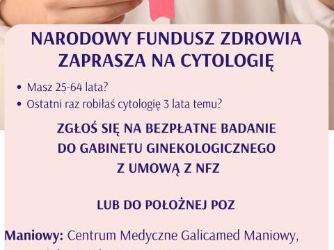 Narodowy Fundusz Zdrowia zaprasza na cytologię