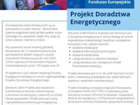 Wojewódzki Fundusz Ochrony Środowiska i Gospodarki Wodnej w Krakowie zaprasza do współpracy z Doradcami Energetycznymi