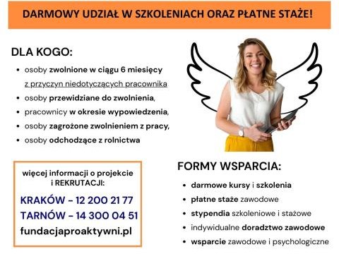 Dołącz do projektu „Rozwiń SKRZYDŁA!” i zmień swoją sytuację zawodową razem z Fundacją Rozwoju Kompetencji i Przedsiębiorczości PROAKTYWNI