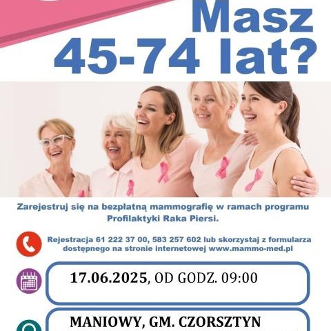 Bezpłatna mammografia w Maniowach – 17 czerwca 2025 r.