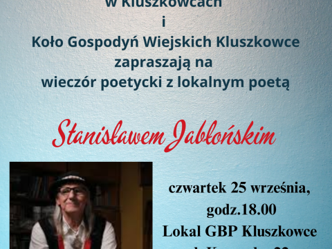 Wieczór Poetycki ze Stanisławem Jabłońskim w GBP w Kluszkowcach