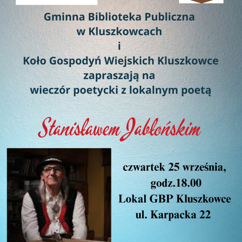 Wieczór Poetycki ze Stanisławem Jabłońskim w GBP w Kluszkowcach