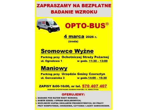 Bezpłatne badanie wzroku – OPTO-BUS