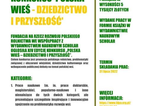 XIV edycja konkursu ,,Polska Wieś - dziedzictwo i przyszłość"