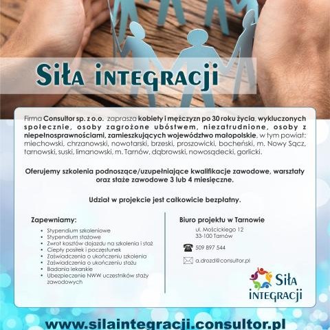 Program "Siła integracji" dla osób wykluczonych, bezrobotnych, zagrożonych ubóstwem