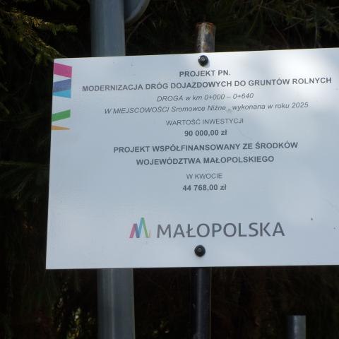 Modernizacja drogi dojazdowej do gruntów rolnych w miejscowości Sromowce Niżne