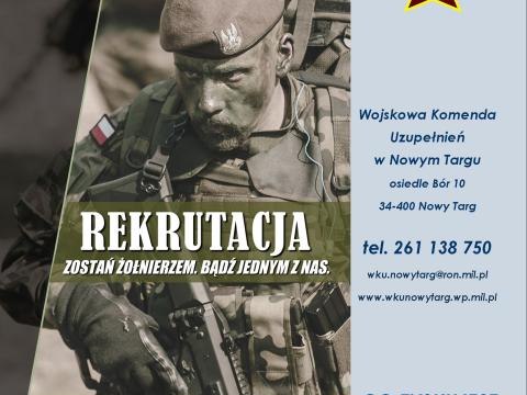 WKU w Nowym Targu informuje o rekrutacji do formowanego 114 batalionu lekkiej piechoty w Limanowej