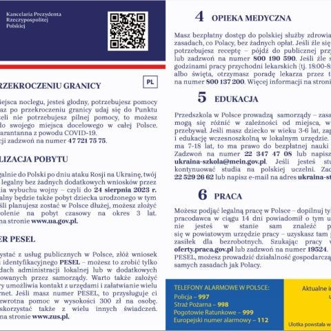 Zaktualizowana ulotka informacyjna dla uchodźców z Ukrainy [PL/EN/UA/RU]