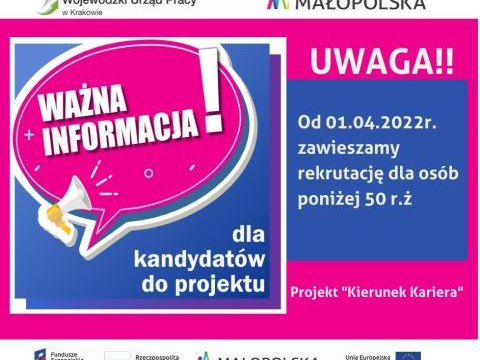 "Kierunek Kariera" - ważna informacja dla zainteresowanych