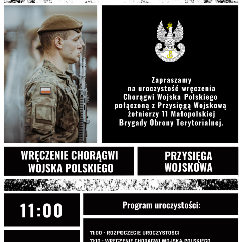 Uroczystość wręczenia Chorągwi Wojska Polskiego połączoną z Przysięgą Wojskową 11 MBOT