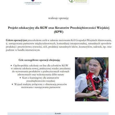 Zaproszenie na bezpłatne szkolenia on-line dla Kół Gospodyń Wiejskich