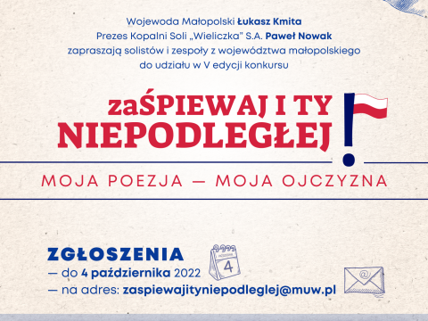 V EDYCJA KONKURSU zaŚPIEWAJ I TY NIEPODLEGŁEJ! Moja Poezja Moja Ojczyzna