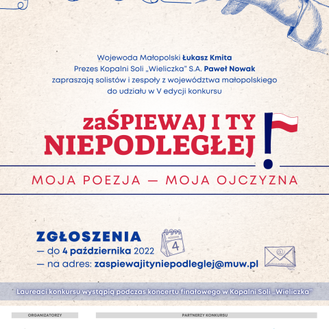 V EDYCJA KONKURSU zaŚPIEWAJ I TY NIEPODLEGŁEJ! Moja Poezja Moja Ojczyzna